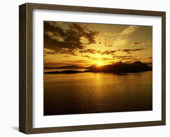 A Gas Giant and Multiple Moons Look Down on a Beautiful Island Sunset-Stocktrek Images-Framed Photographic Print