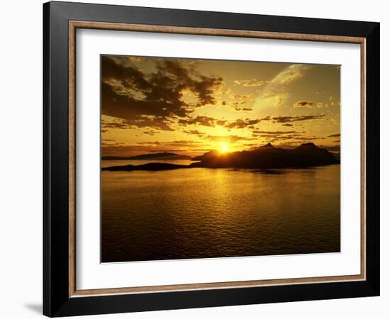 A Gas Giant and Multiple Moons Look Down on a Beautiful Island Sunset-Stocktrek Images-Framed Photographic Print