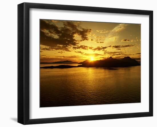 A Gas Giant and Multiple Moons Look Down on a Beautiful Island Sunset-Stocktrek Images-Framed Photographic Print