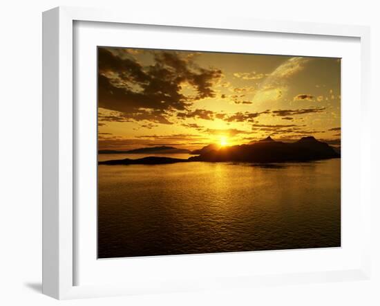 A Gas Giant and Multiple Moons Look Down on a Beautiful Island Sunset-Stocktrek Images-Framed Photographic Print