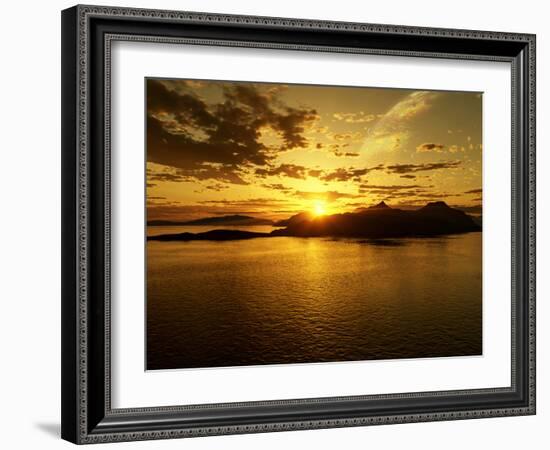 A Gas Giant and Multiple Moons Look Down on a Beautiful Island Sunset-Stocktrek Images-Framed Photographic Print