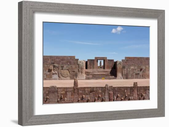 A Gate with a Sculpted Figure and the Temple of Kalasasaya-Alex Saberi-Framed Photographic Print