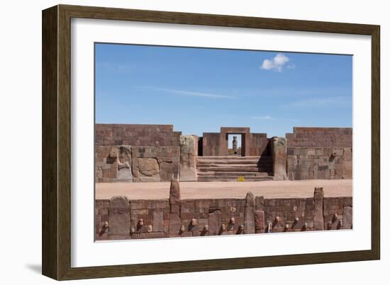 A Gate with a Sculpted Figure and the Temple of Kalasasaya-Alex Saberi-Framed Photographic Print