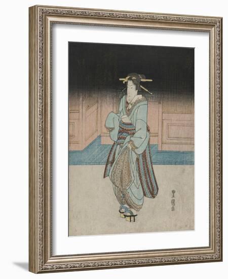 A Geisha on an Evening Stroll in Fukagawa-Utagawa Toyokuni-Framed Giclee Print