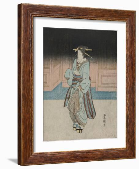 A Geisha on an Evening Stroll in Fukagawa-Utagawa Toyokuni-Framed Giclee Print