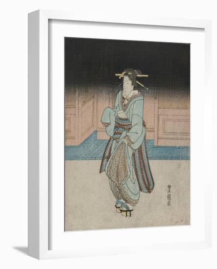 A Geisha on an Evening Stroll in Fukagawa-Utagawa Toyokuni-Framed Giclee Print