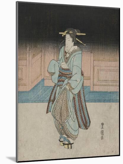 A Geisha on an Evening Stroll in Fukagawa-Utagawa Toyokuni-Mounted Giclee Print