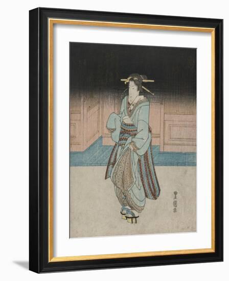 A Geisha on an Evening Stroll in Fukagawa-Utagawa Toyokuni-Framed Giclee Print