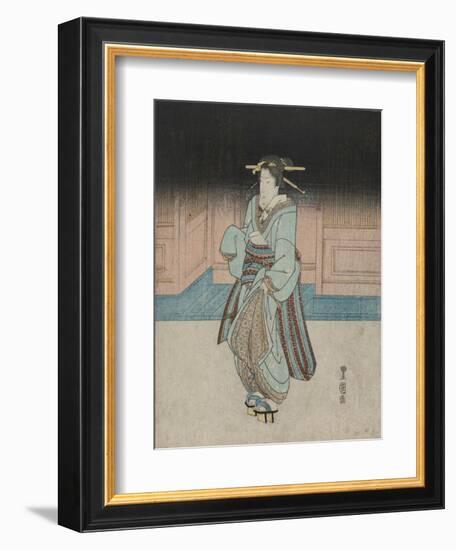 A Geisha on an Evening Stroll in Fukagawa-Utagawa Toyokuni-Framed Giclee Print