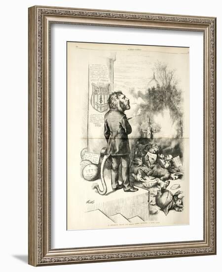 A General Blow Up - Dead Asses Kicking a Live Lion, 1874-Thomas Nast-Framed Giclee Print