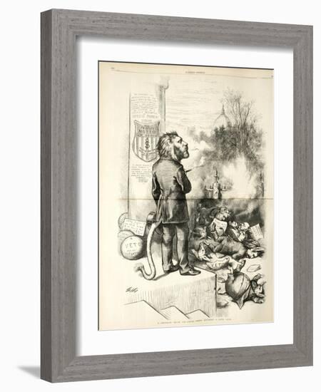 A General Blow Up - Dead Asses Kicking a Live Lion, 1874-Thomas Nast-Framed Giclee Print