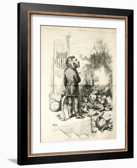 A General Blow Up - Dead Asses Kicking a Live Lion, 1874-Thomas Nast-Framed Giclee Print