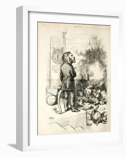 A General Blow Up - Dead Asses Kicking a Live Lion, 1874-Thomas Nast-Framed Giclee Print