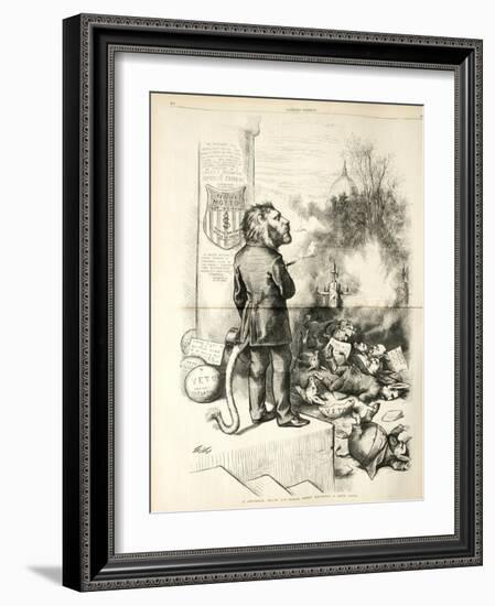 A General Blow Up - Dead Asses Kicking a Live Lion, 1874-Thomas Nast-Framed Giclee Print