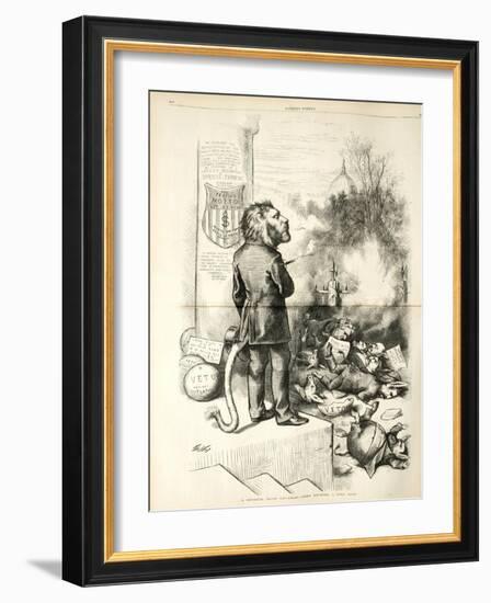 A General Blow Up - Dead Asses Kicking a Live Lion, 1874-Thomas Nast-Framed Giclee Print