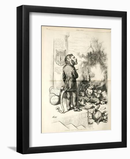 A General Blow Up - Dead Asses Kicking a Live Lion, 1874-Thomas Nast-Framed Giclee Print