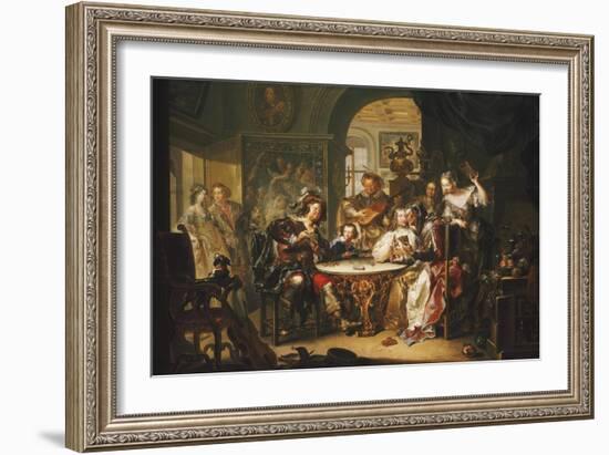 A Gentleman cheating at Cards with an elderly Lady in a sumptous Interior-Johann Georg Platzer-Framed Giclee Print