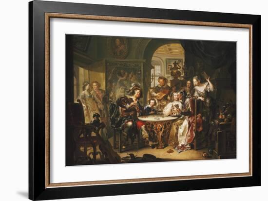 A Gentleman cheating at Cards with an elderly Lady in a sumptous Interior-Johann Georg Platzer-Framed Giclee Print