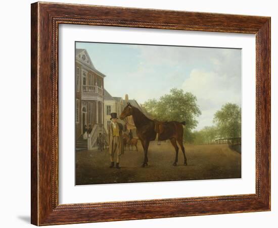 A Gentleman Holding a Saddled Horse in a Street by a Canal-Jacques-Laurent Agasse-Framed Giclee Print