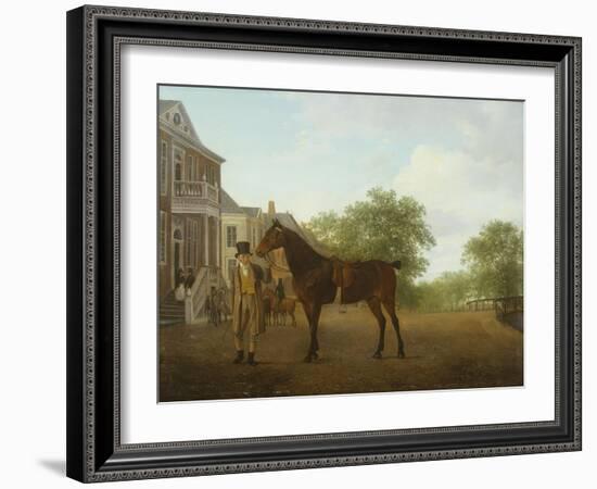 A Gentleman Holding a Saddled Horse in a Street by a Canal-Jacques-Laurent Agasse-Framed Giclee Print