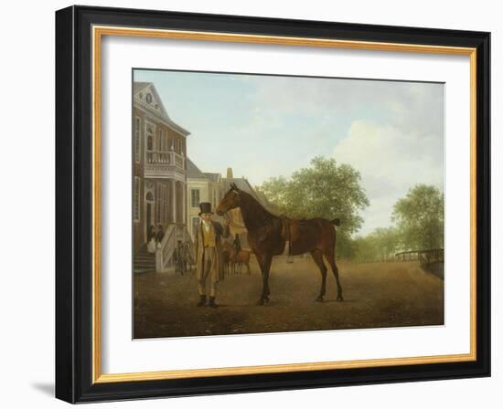 A Gentleman Holding a Saddled Horse in a Street by a Canal-Jacques-Laurent Agasse-Framed Giclee Print