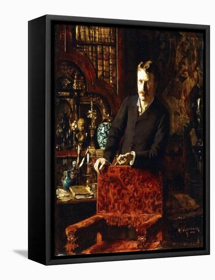 A Gentleman in an Interior, 1881-Joseph-gabriel Aubrun-Framed Premier Image Canvas