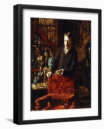 A Gentleman in an Interior, 1881-Joseph-gabriel Aubrun-Framed Giclee Print