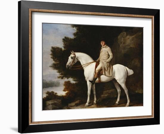 A Gentleman on a Grey Horse in a Rocky Wooded Landscape, 1781-George Stubbs-Framed Giclee Print