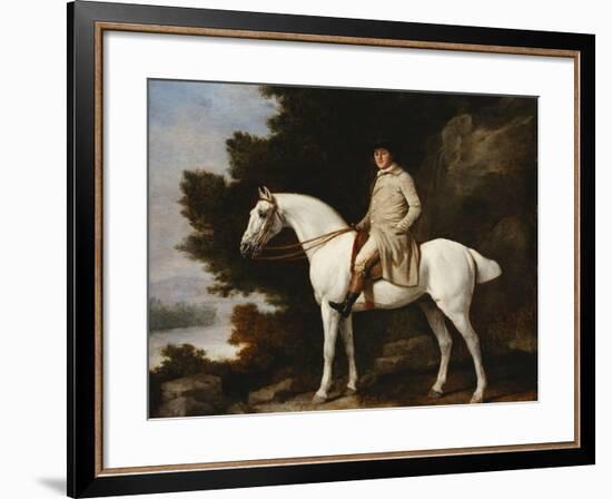 A Gentleman on a Grey Horse in a Rocky Wooded Landscape, 1781-George Stubbs-Framed Giclee Print