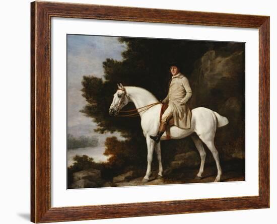 A Gentleman on a Grey Horse in a Rocky Wooded Landscape, 1781-George Stubbs-Framed Giclee Print