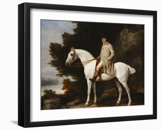 A Gentleman on a Grey Horse in a Rocky Wooded Landscape-George Stubbs-Framed Giclee Print