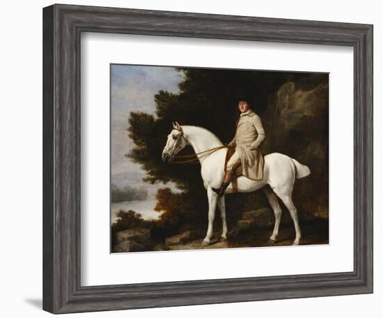 A Gentleman on a Grey Horse in a Rocky Wooded Landscape-George Stubbs-Framed Giclee Print