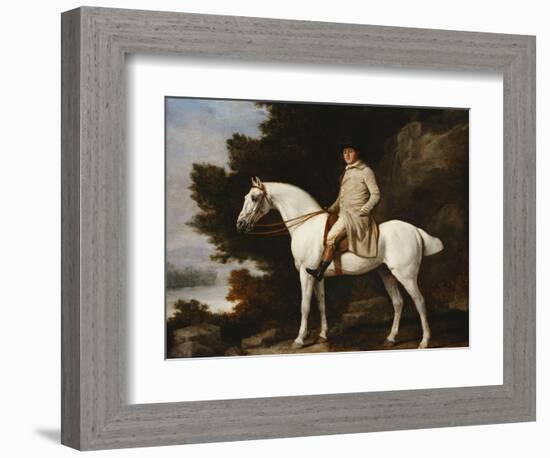 A Gentleman on a Grey Horse in a Rocky Wooded Landscape-George Stubbs-Framed Giclee Print