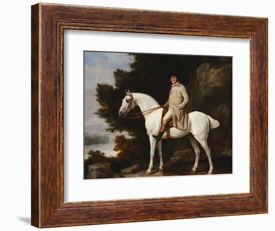 A Gentleman on a Grey Horse in a Rocky Wooded Landscape-George Stubbs-Framed Giclee Print