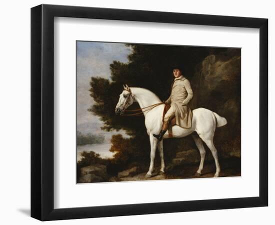 A Gentleman on a Grey Horse in a Rocky Wooded Landscape-George Stubbs-Framed Giclee Print