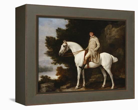 A Gentleman on a Grey Horse in a Rocky Wooded Landscape-George Stubbs-Framed Premier Image Canvas