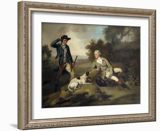 A Gentleman Reclining with a Gun and Dog and his Gamekeeper Standing Nearby-Henry Walton-Framed Giclee Print