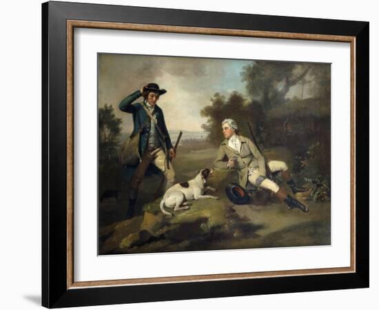 A Gentleman Reclining with a Gun and Dog and his Gamekeeper Standing Nearby-Henry Walton-Framed Giclee Print