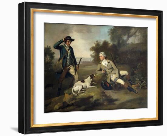 A Gentleman Reclining with a Gun and Dog and his Gamekeeper Standing Nearby-Henry Walton-Framed Giclee Print