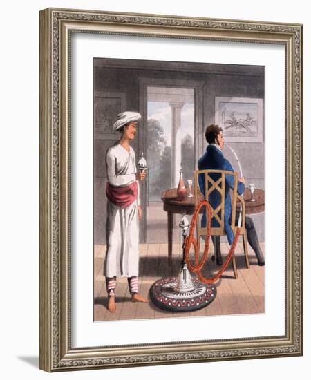 A Gentleman with His Hookah Burdah, or Pipe Bearer, 1813-Charles D'oyly-Framed Giclee Print