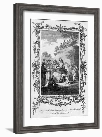 A Gentoo Woman Burning Herself on the Funeral Pile of Her Husband, 18th Century-Samuel Wale-Framed Giclee Print