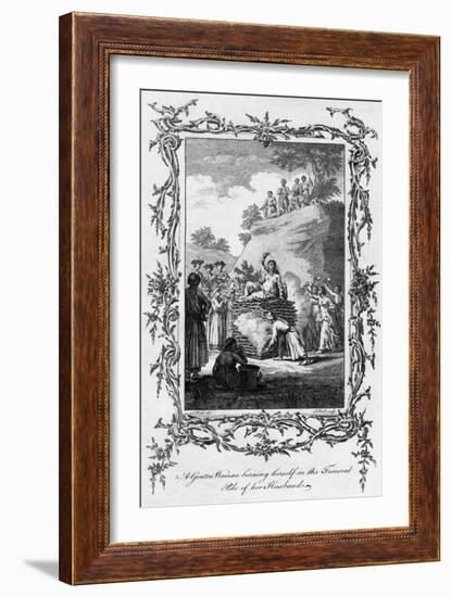 A Gentoo Woman Burning Herself on the Funeral Pile of Her Husband, 18th Century-Samuel Wale-Framed Giclee Print