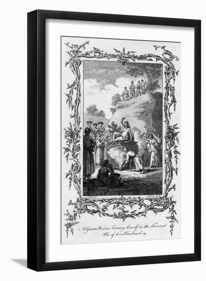 A Gentoo Woman Burning Herself on the Funeral Pile of Her Husband, 18th Century-Samuel Wale-Framed Giclee Print