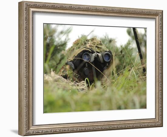 A German Bundeswehr Soldier Camouflages Himself to Blend into His Surroundings-Stocktrek Images-Framed Photographic Print