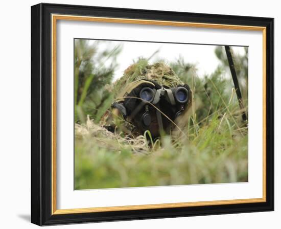 A German Bundeswehr Soldier Camouflages Himself to Blend into His Surroundings-Stocktrek Images-Framed Photographic Print
