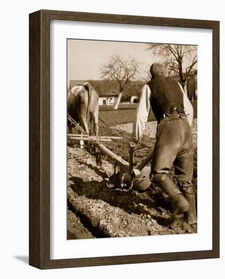 A German Farmer at Work-German photographer-Framed Giclee Print