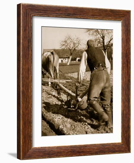 A German Farmer at Work-German photographer-Framed Giclee Print