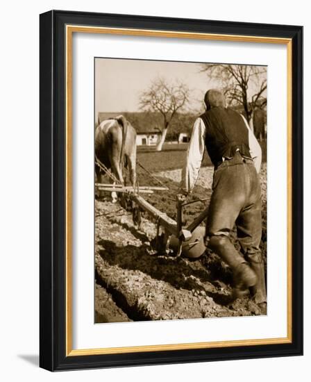 A German Farmer at Work-German photographer-Framed Giclee Print