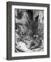 A German Shell Explodes in a British Trench, 1914,-Arthur C Michael-Framed Giclee Print