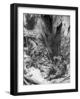A German Shell Explodes in a British Trench, 1914,-Arthur C Michael-Framed Giclee Print